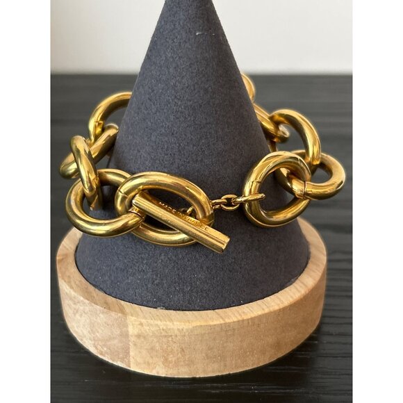 Guerlain Paris Chunky Chain Bracelet W Perfume Bottle Charm Made in France Heavy - Picture 10 of 10